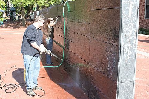 Layton power washing graffiti